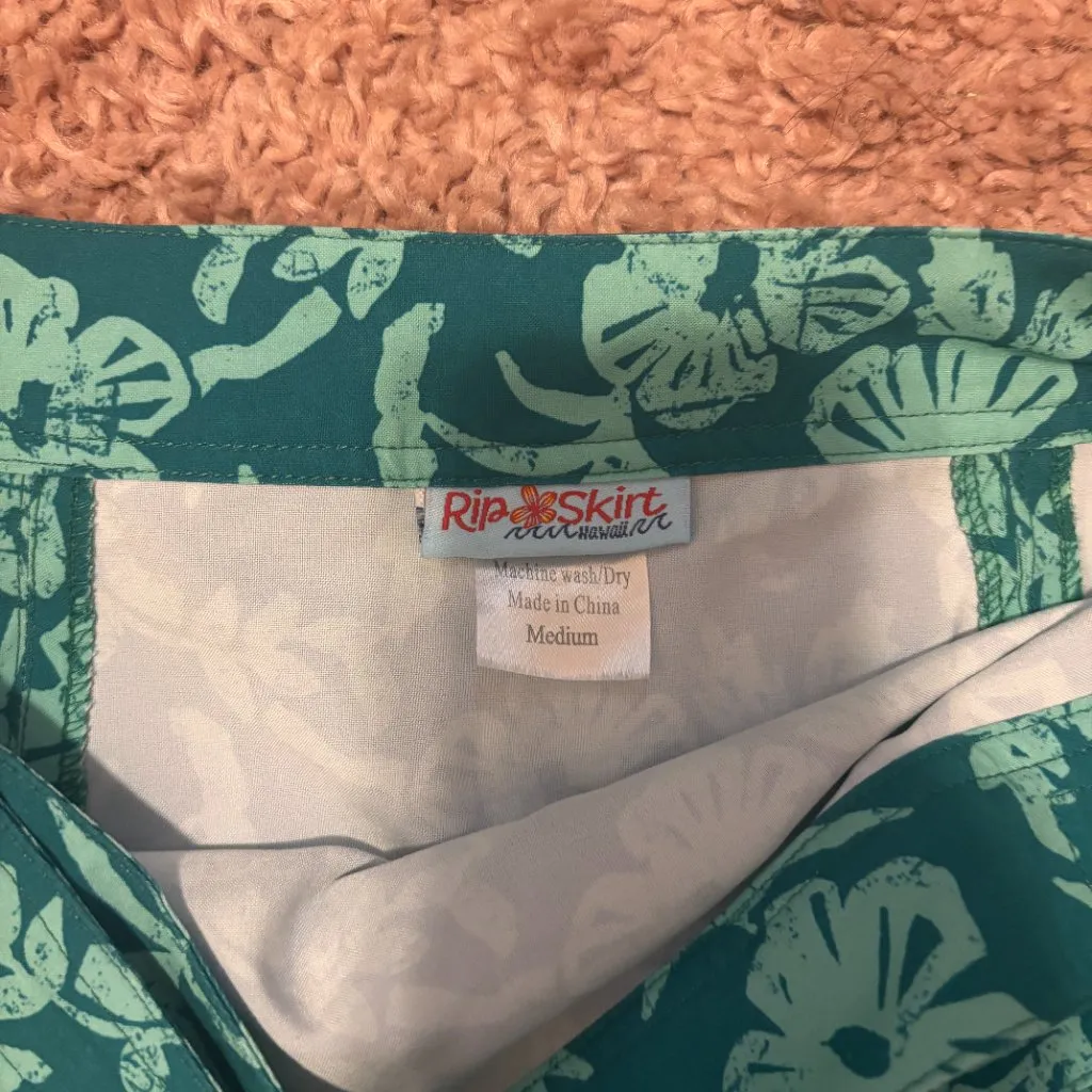 Rip Skirt Hawaii Wrap Womens Sz M Teal Green Swim Cover Tropical Beach Length 2 Size M - Image 5
