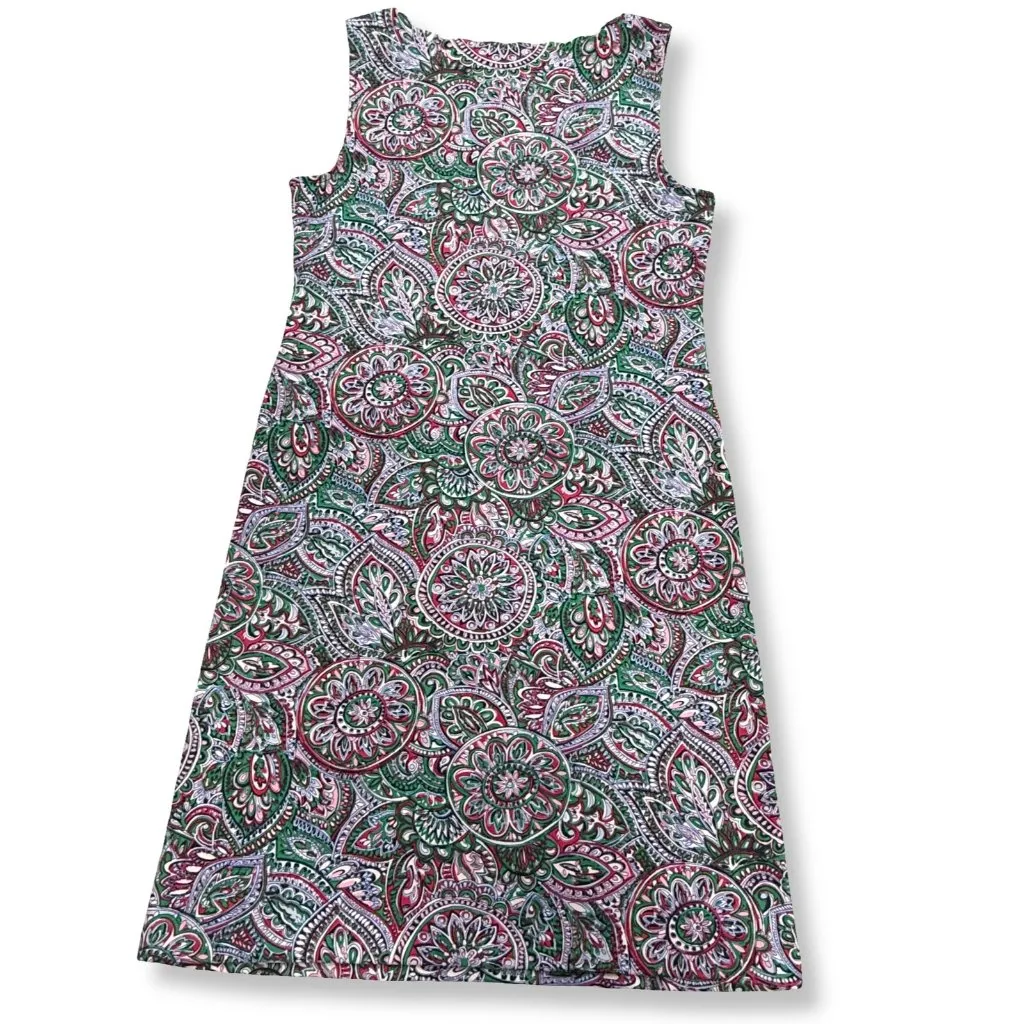 Talbots Dress Womens S Pink Green Paisley‎ Sleeveless Sheath Preppy Retro Office - Image 4
