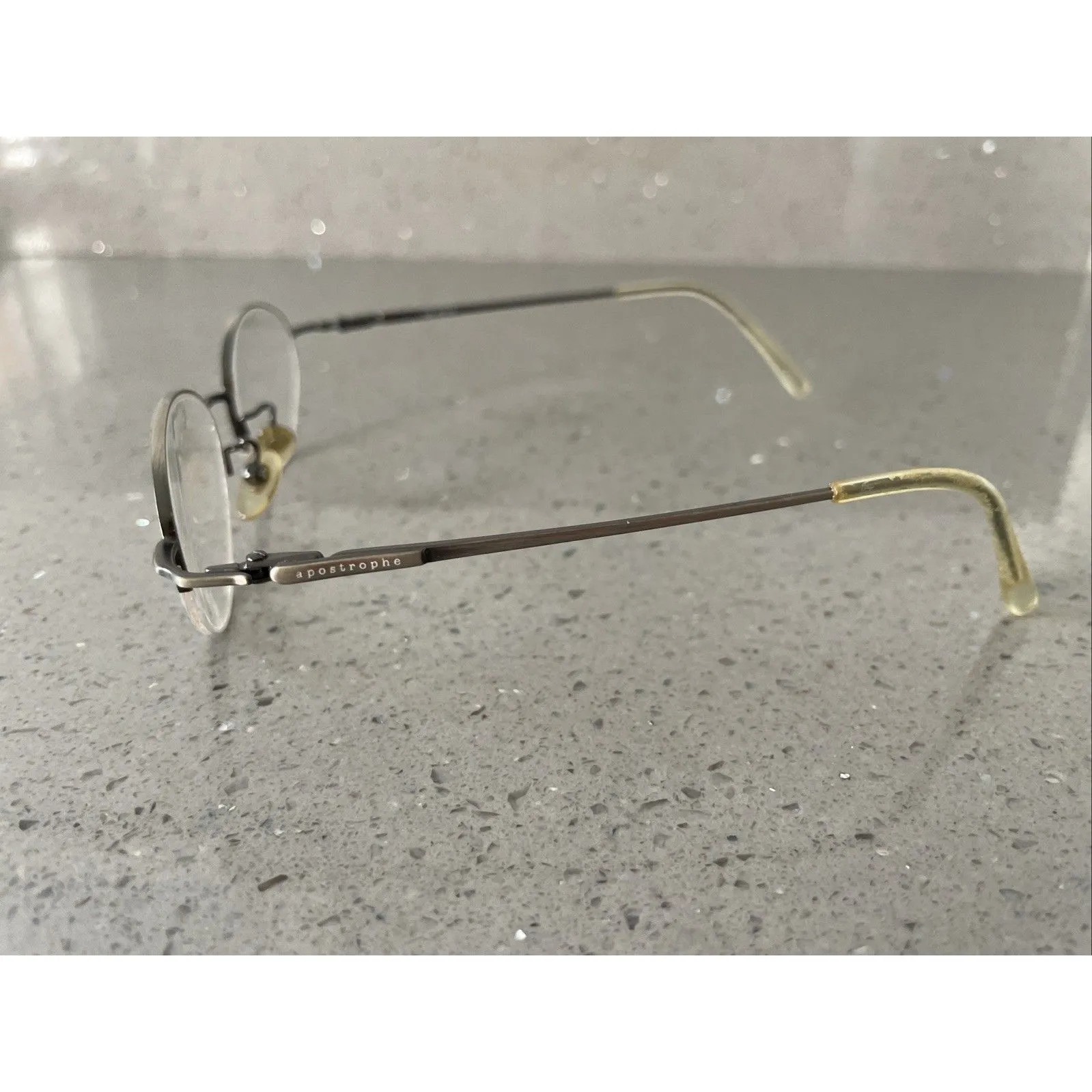 Apostrophe AP10 Pewter N7S Eyeglasses Frames ONLY Metal Half Rim Oval 48-19-135 - Image 3