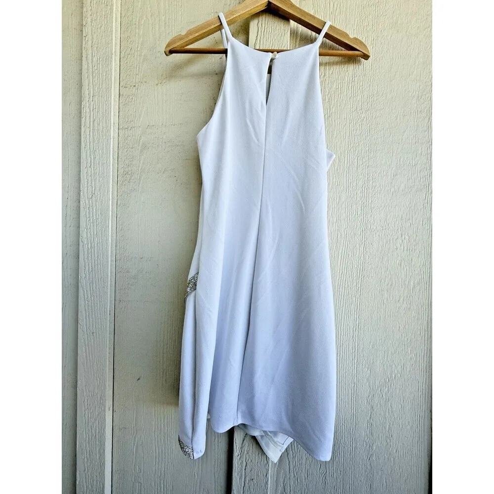 BCX Juniors Asymmetrical Hem Rhin Off White mini dress casual party Size L - Image 6