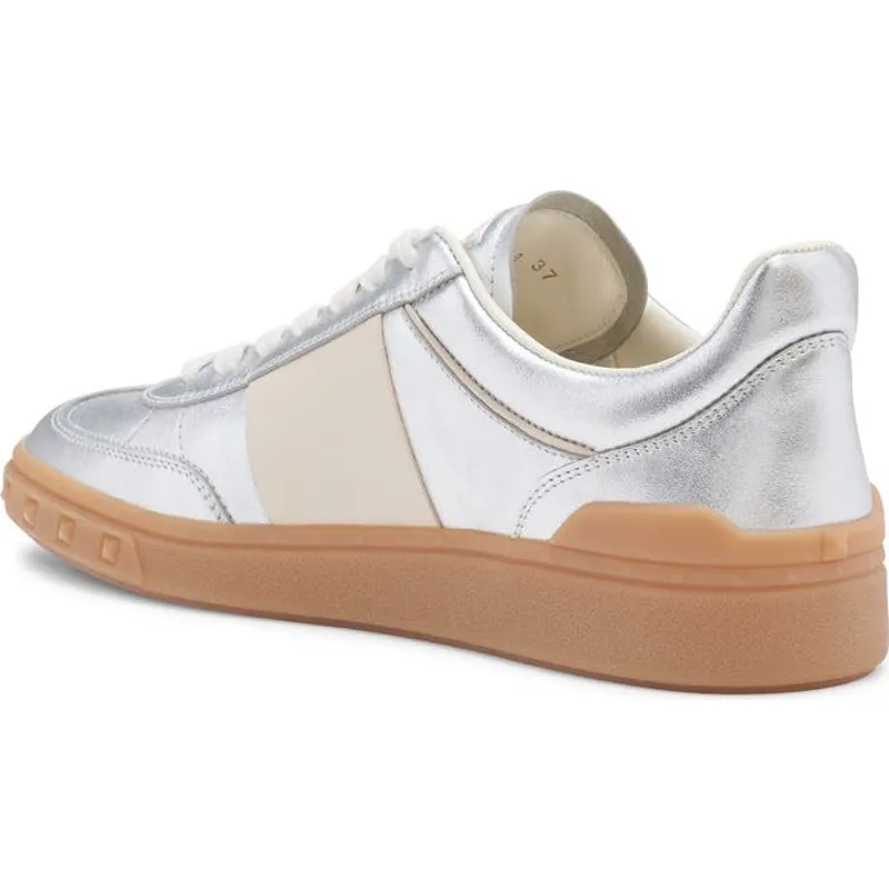 Valentino Garavani Upvillage Metallic Silver Low Top Sneakers 10.5 - Image 2