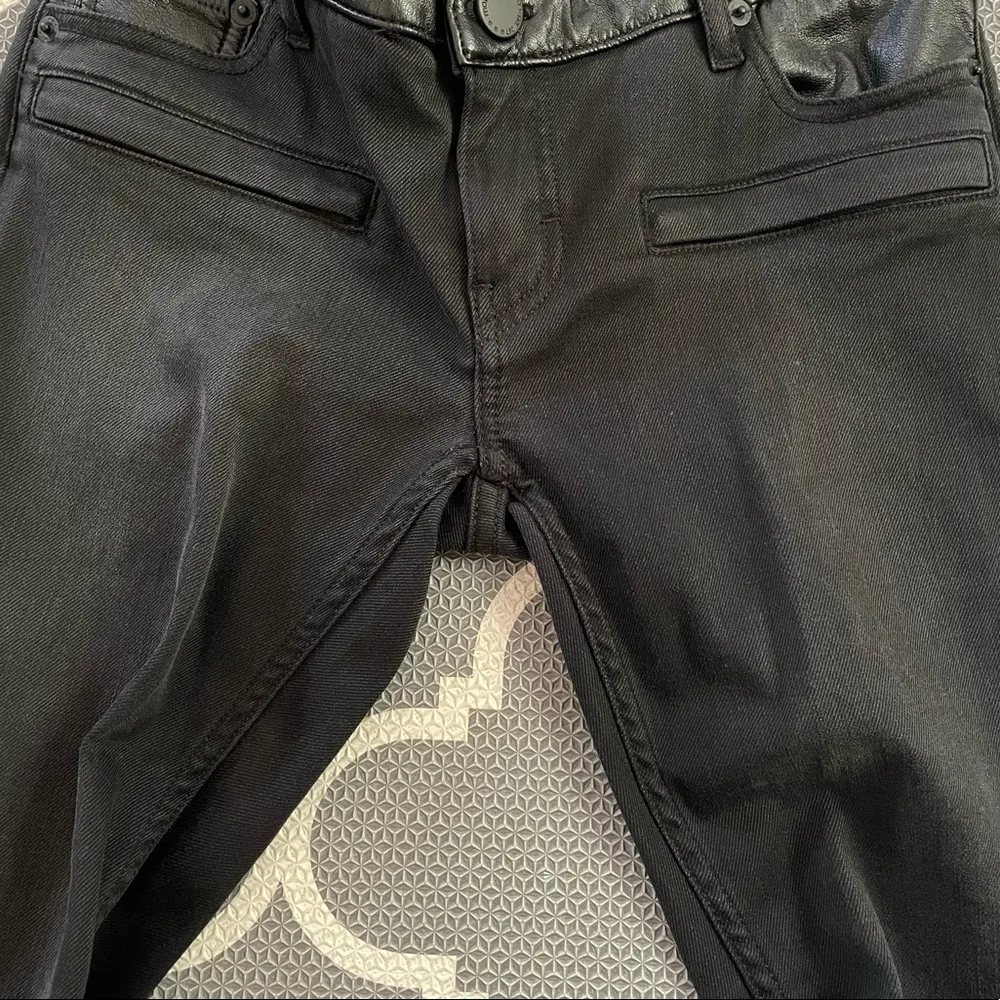 Maje moto leather black denim zip skinny jeans - Image 5