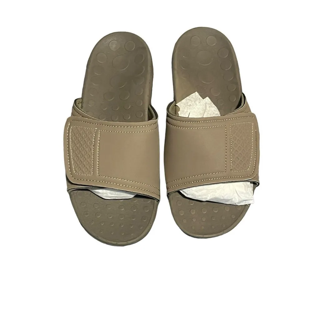 Medical Soles Slides Sandals Size M4 W5 Adjustable Strap Beige Slip On NEW - Image 2