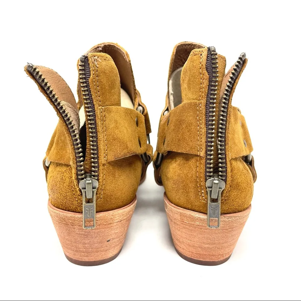 Ray Harness Back Zip suede western booties, size 9, NWOT - Image 9