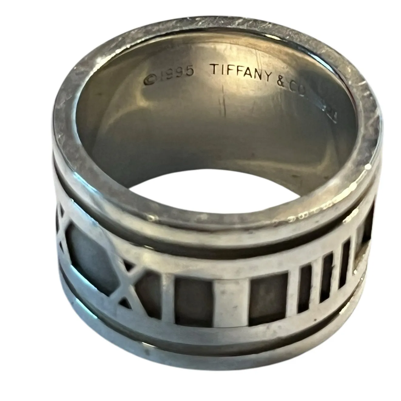 Tiffany & Co. Atlas Wide Band Ring Sterling Silver Roman Numeral Sz 5 - Image 6