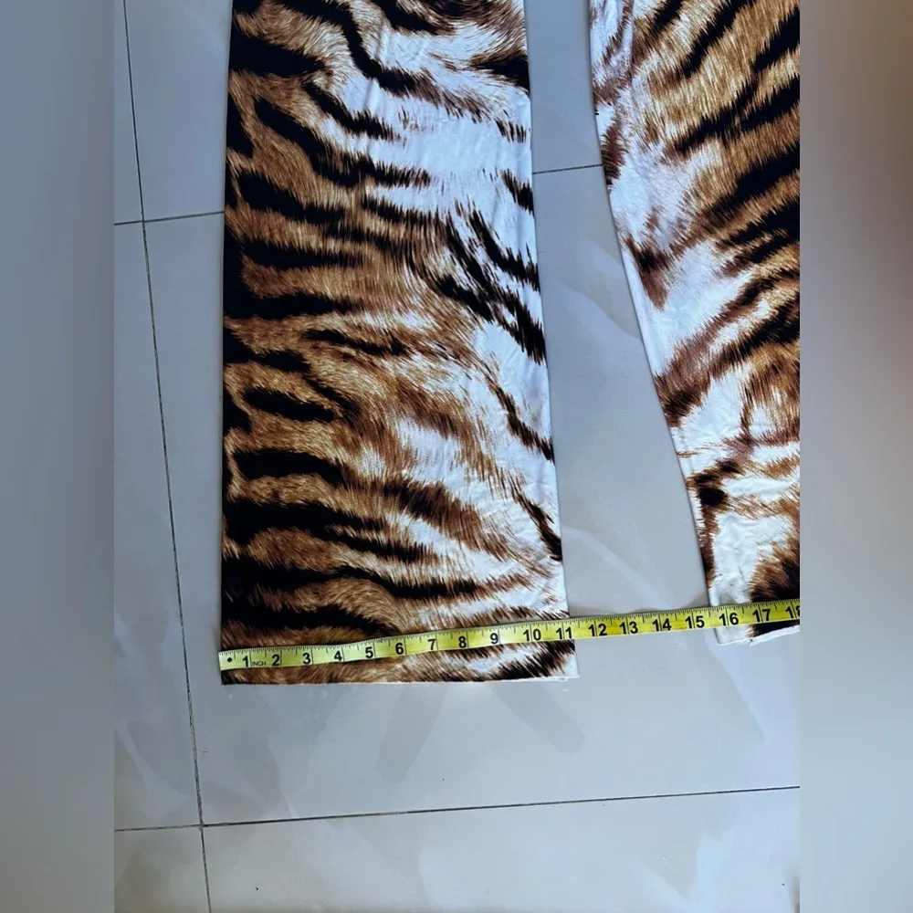 Luz women wide leg pants animal print high rise size M Brown Size M - Image 11