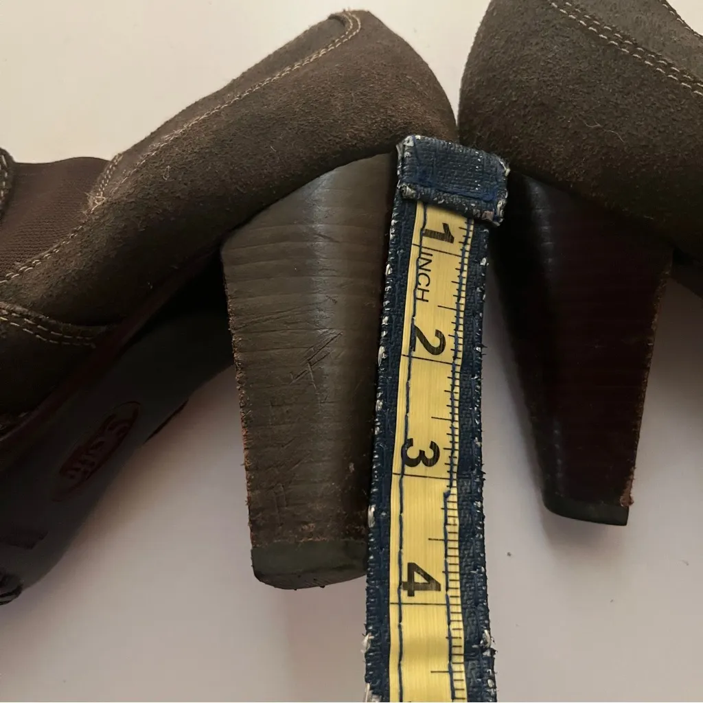 Sofft Women's Suede Brown Ankle Tall Stack Heel Booties 8 - Image 7