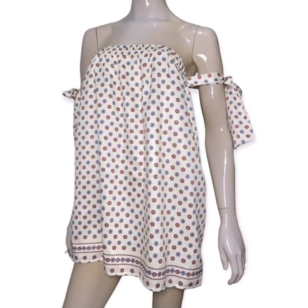 Tularosa Women’s Size S Perry Ivory Paisley Print Shift Strapless Mini Dress - Image 7