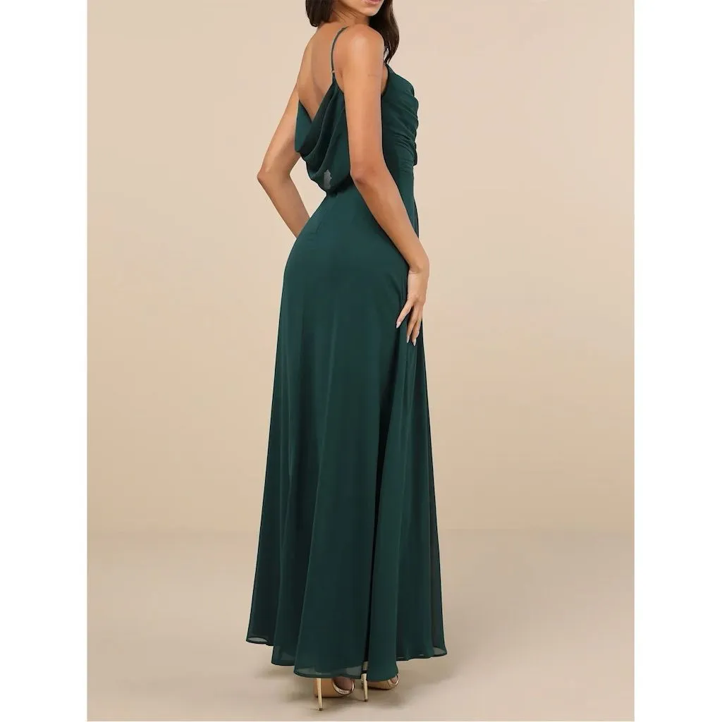 NWT Lulus Women's Notorious Poise Emerald Sleeveless Cowl Neck Maxi Dress Size L - Image 2
