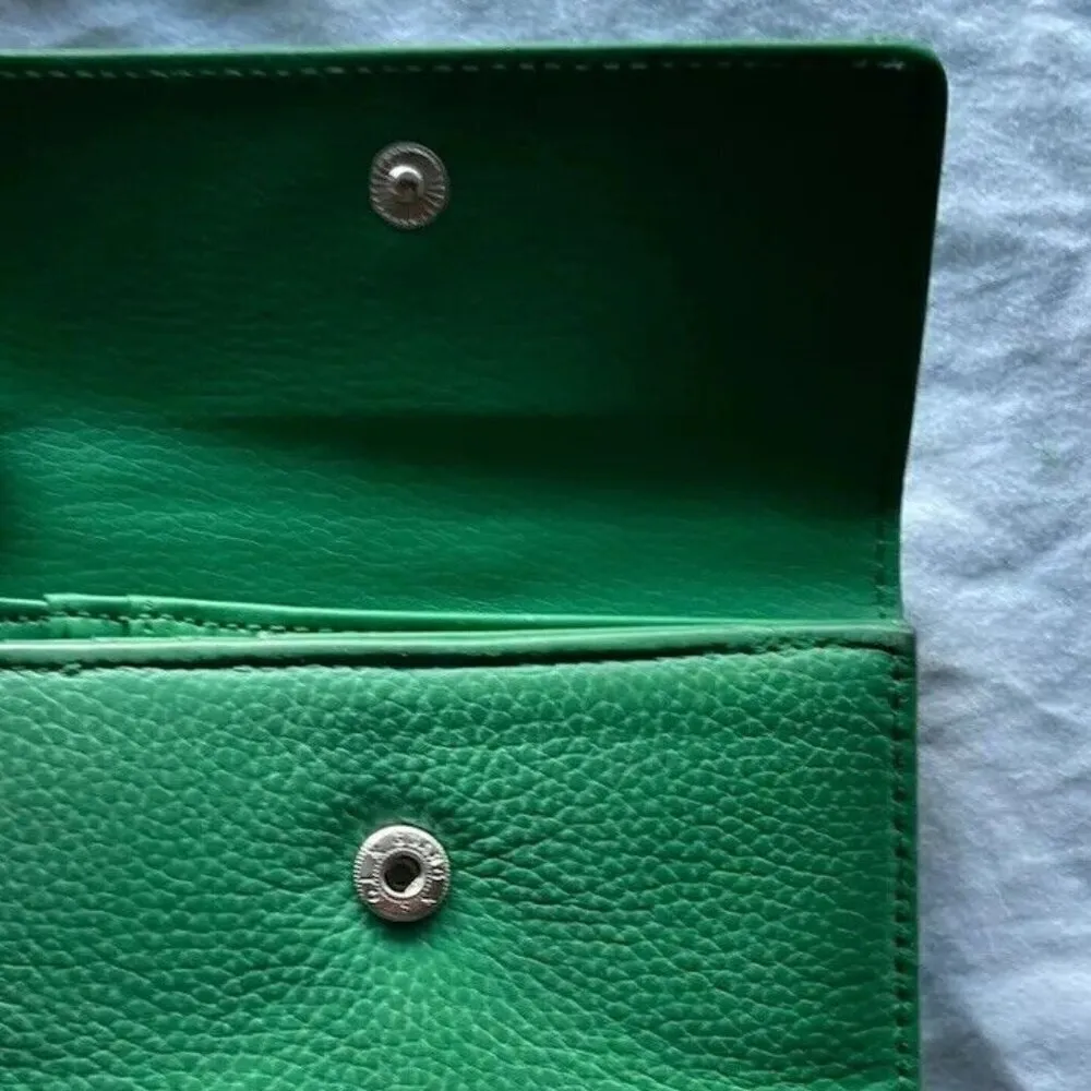 Vintage Safe Keeper 100% Genuine Leather Multi Zip Green Wallet Organizer - Image 4