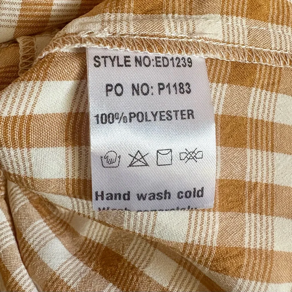 ON YOU White and Camel Gingham Maxi Dress Tan - Image 8