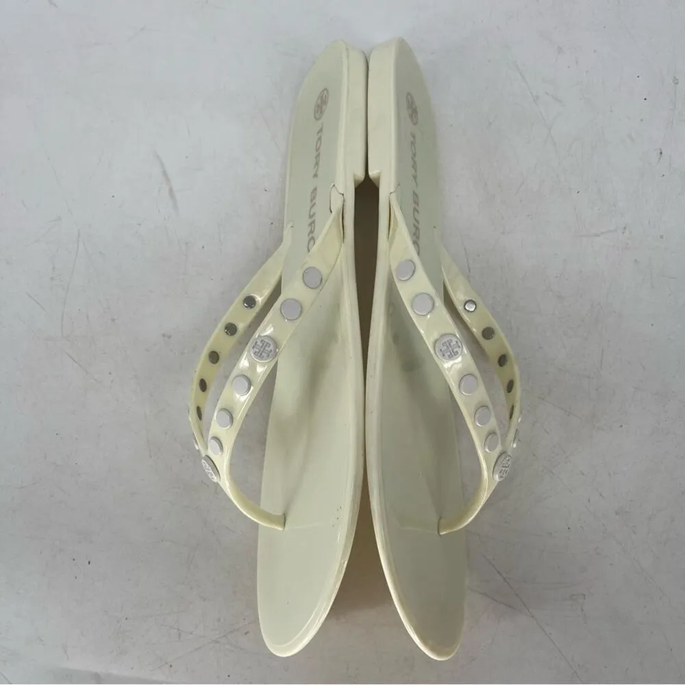 Tory Burch Sandals Women 11 Cream Ivory Studded
Jelly Sandal Slip On Flip Flop - Image 10