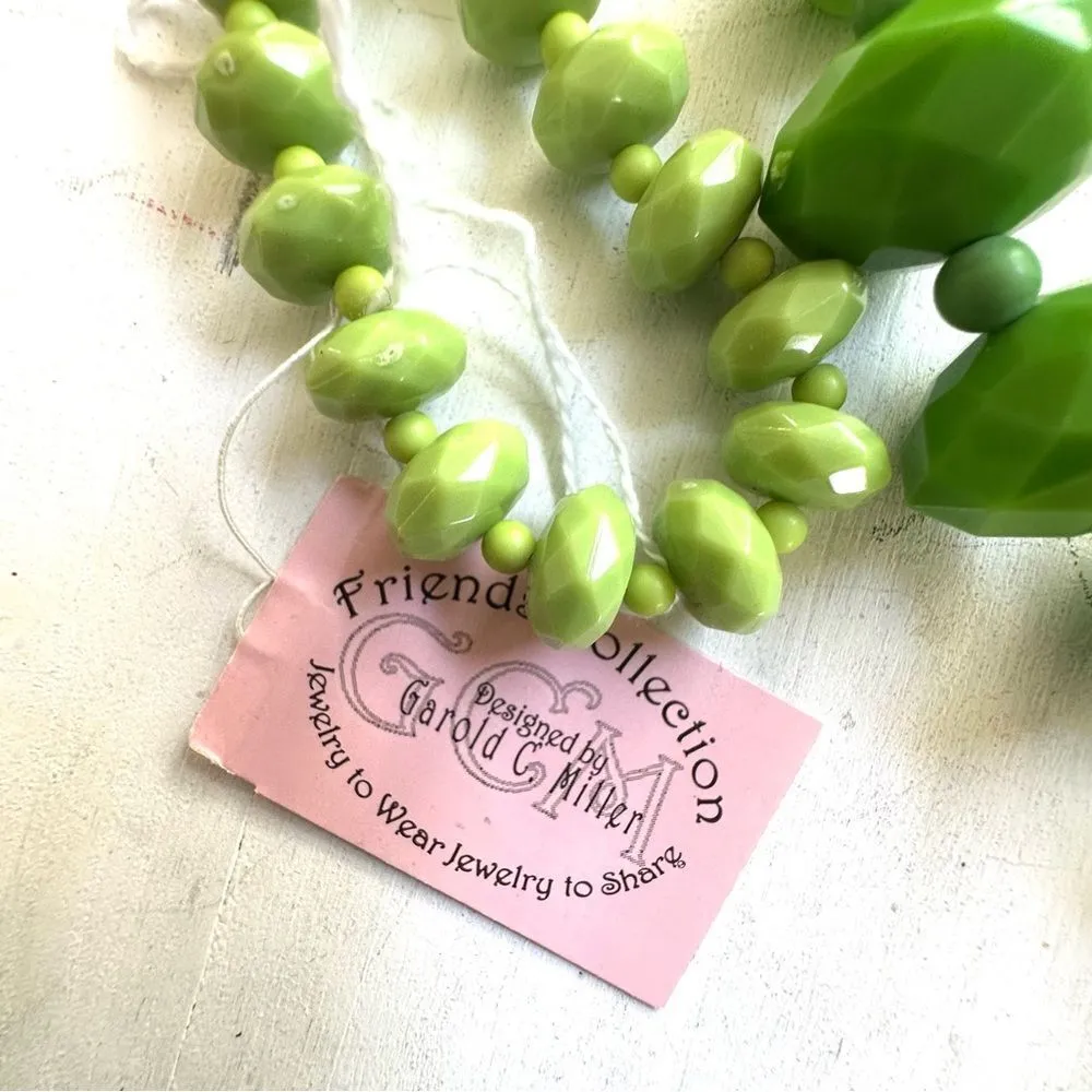 Garold Miller green beaded necklace and earrings set - Image 5