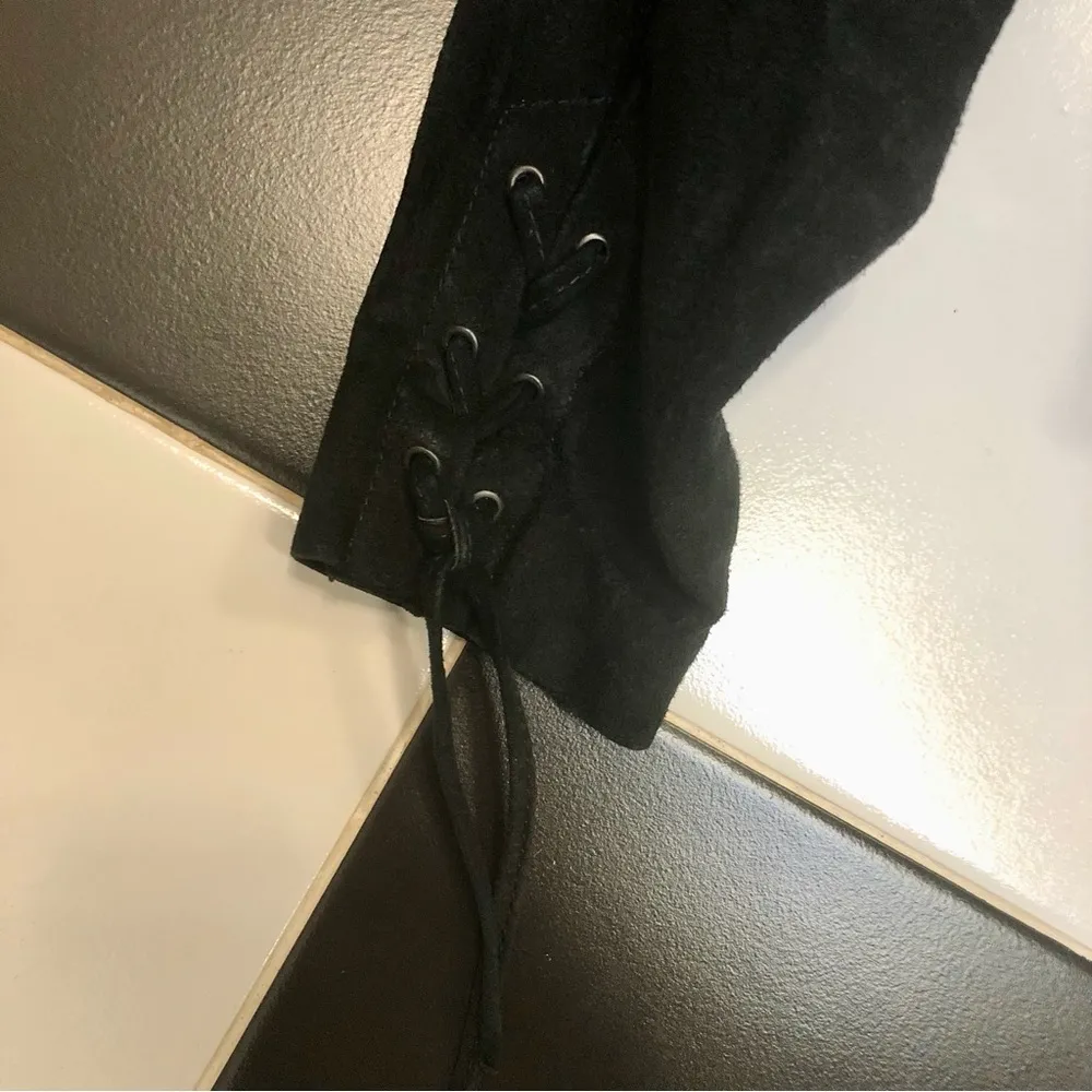 Vintage 80s Winlit Fringe Suede Cropped Jacket Leather Rocker Chick Cowgirl sz M Black Size M - Image 6