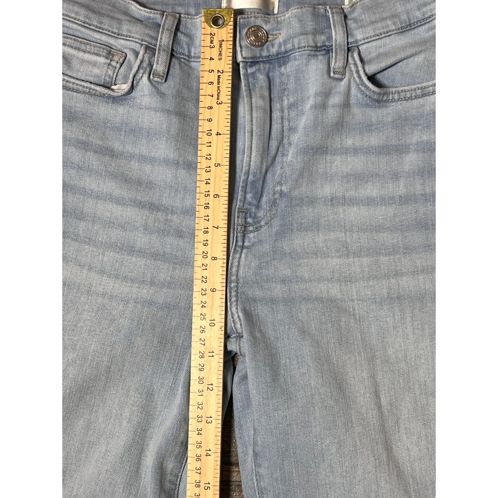 FRAME Le Easy Flare Denim Jeans Light Wash Raw Frayed Hem Size 29 Boho Country - Image 7