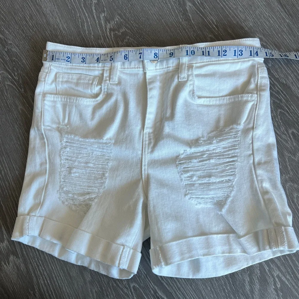L'Agence Balboa Slouchy Denim Shorts Womens Size 25 White Distressed - Image 4