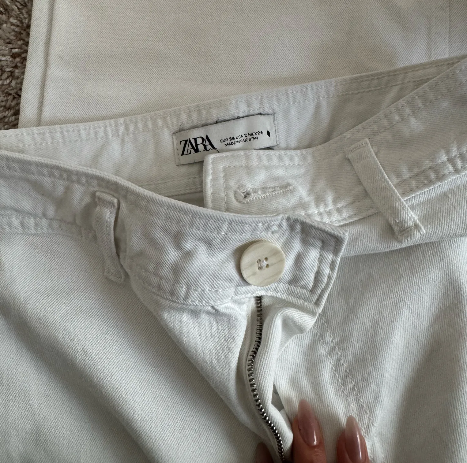 ZARA White  Wide-Leg Pants High-Waisted - Image 2