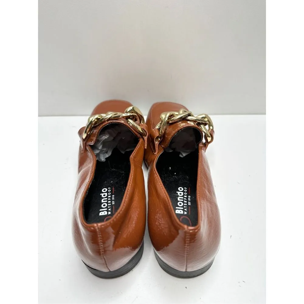Blondo Loafers‎ Womens Size 5 Brown Slip On Waterproof Block Heel Chain Detail - Image 4