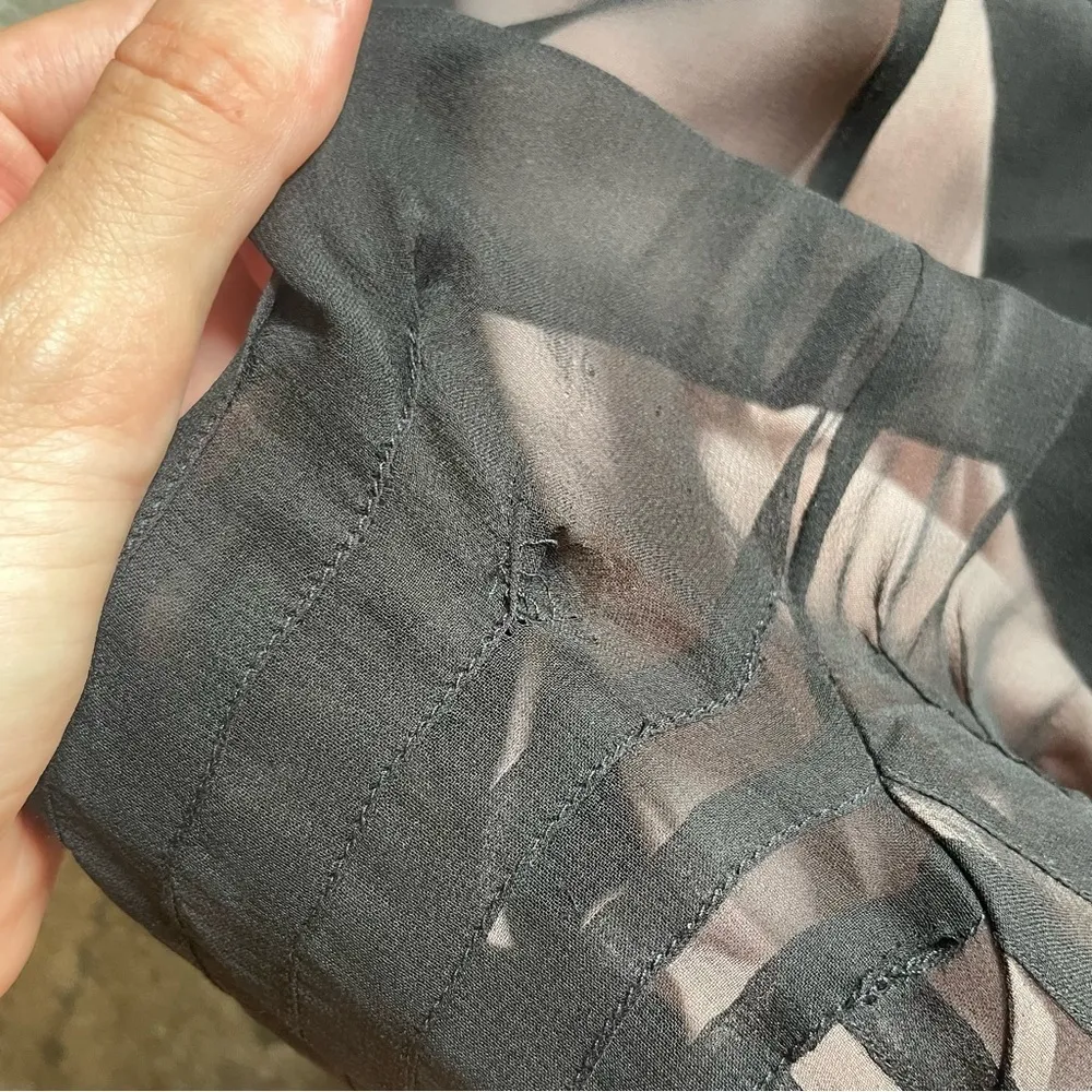 Vintage Talbots Dark Coquette Sheer Silk Chiffon Pleated Art Deco Midi Dress 8 - Image 5