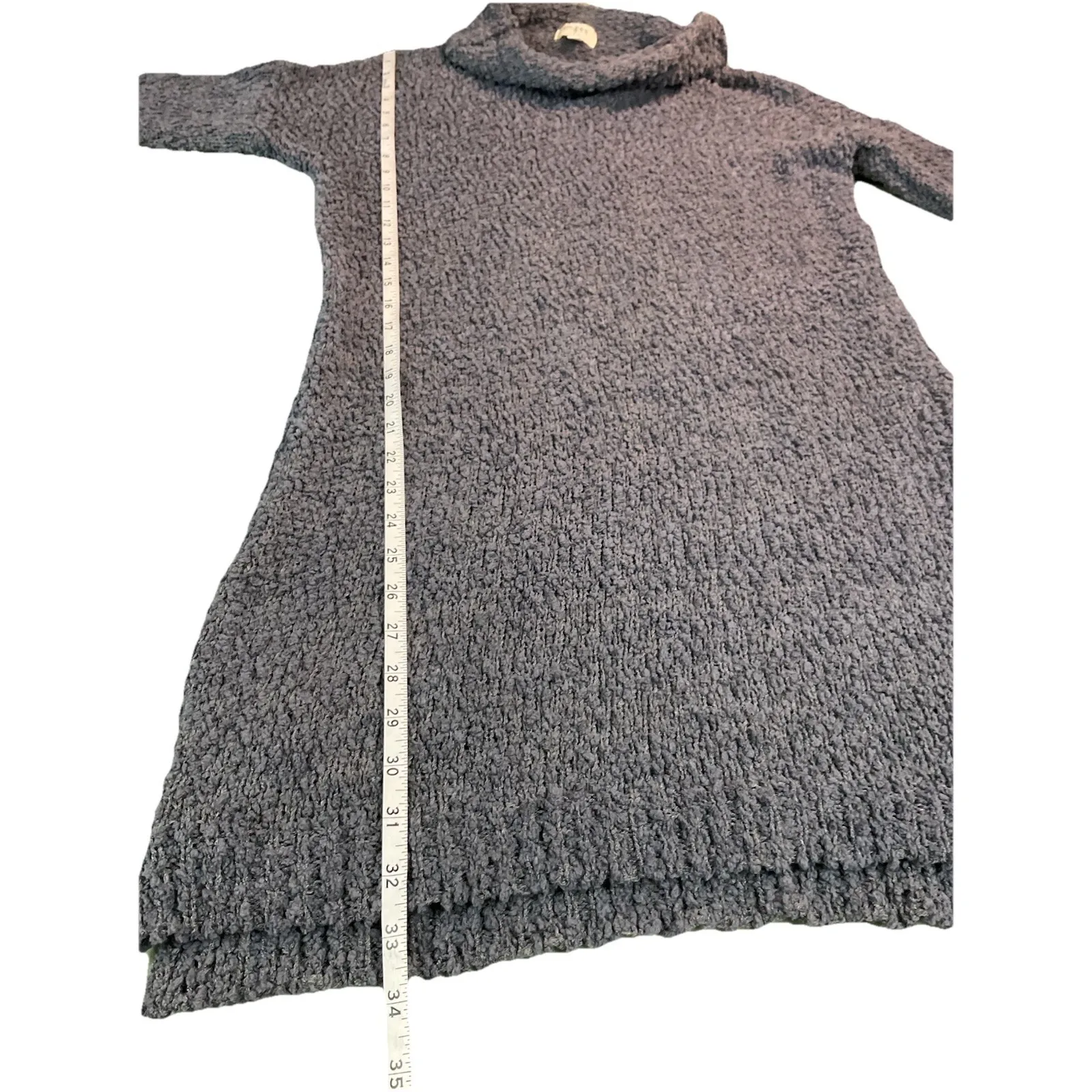 Umgee Cowl Neck Mini Tunic Sweater Dress Size S Blue Gray Long Sleeve Oversized - Image 10