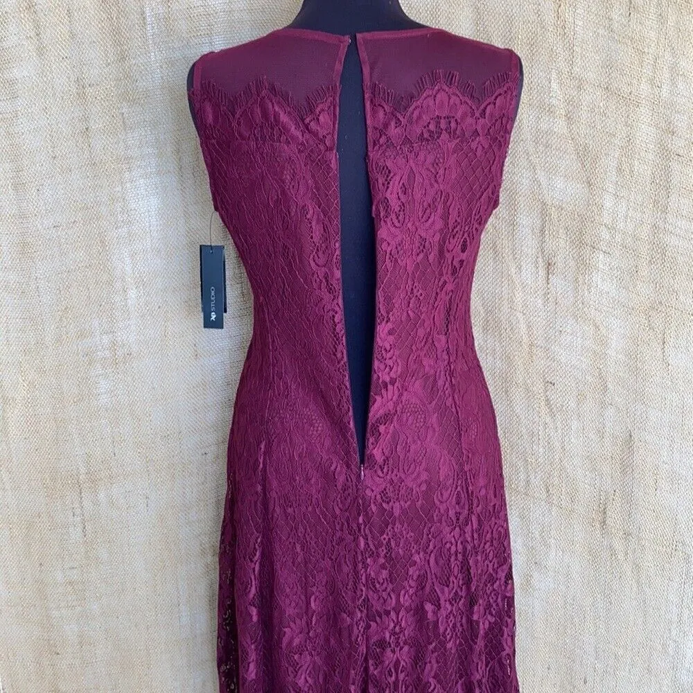 Burgundy Lace Dress Sz 4 Sleeveless Coquette Fairy Cocktail Wedding New - Image 6