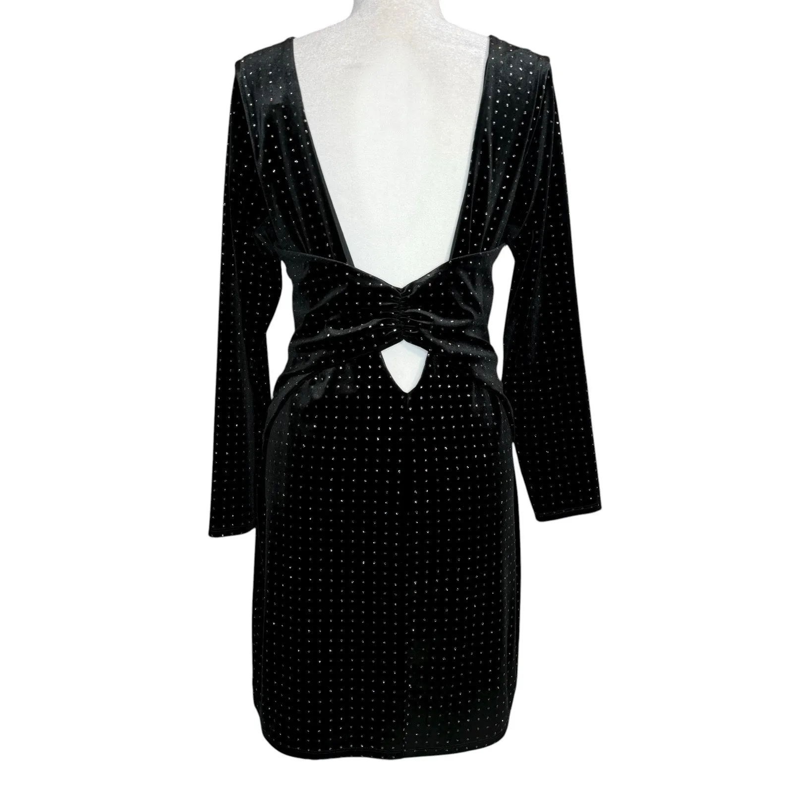 Express‎ Velvet Dress L Long Sleeve Party Cocktail Sparkle Backless Whimsigoth - Image 6