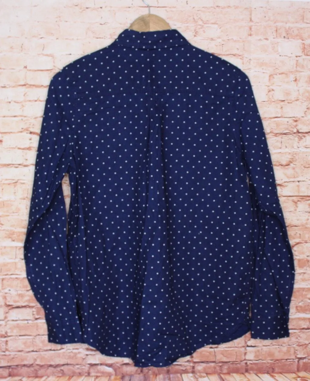 | Navy/Denim White Polka Dot Button Up - Image 2