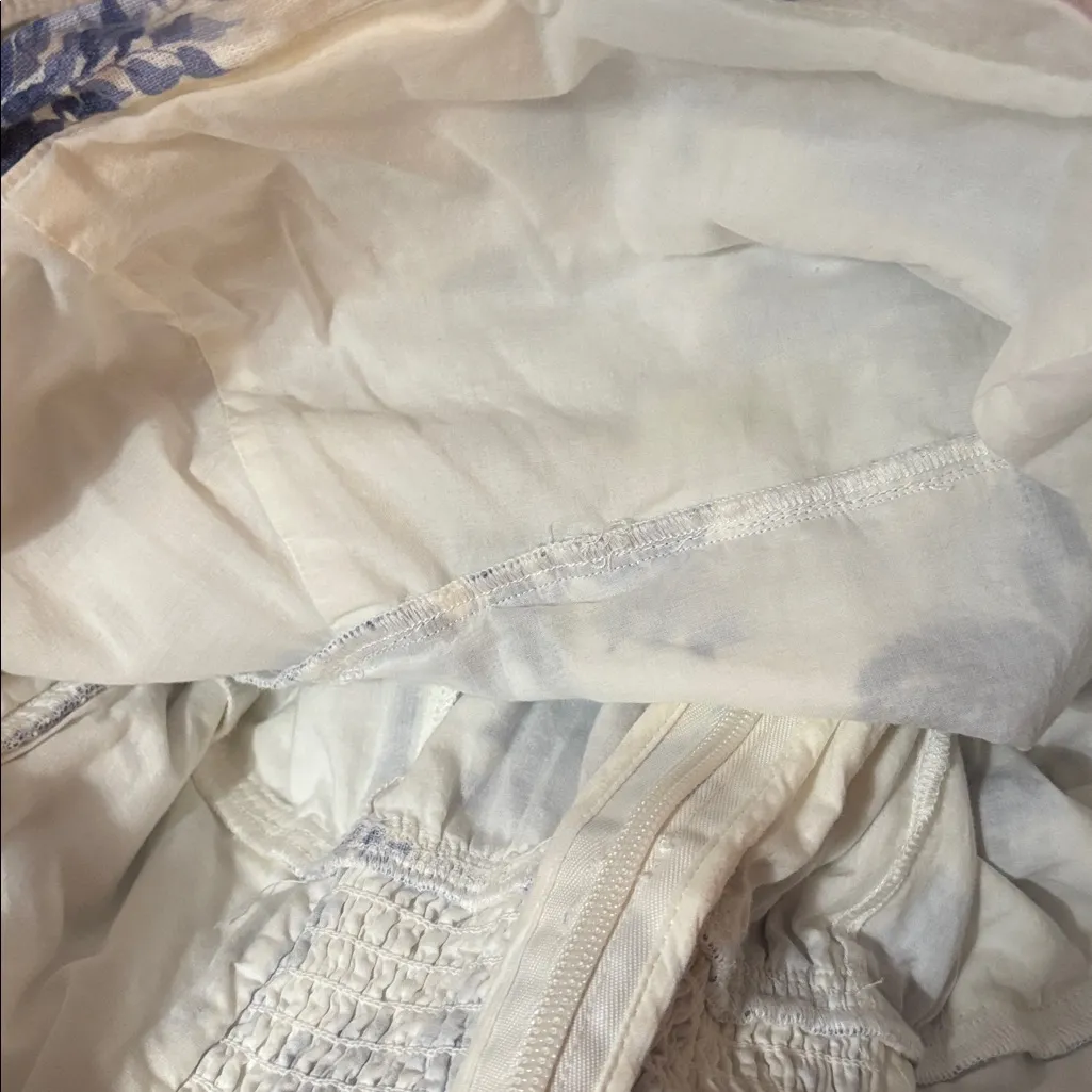 Abercrombie & Fitch Emerson Fit & Flare Midi Dress L Blue White Floral Cottage - Image 9