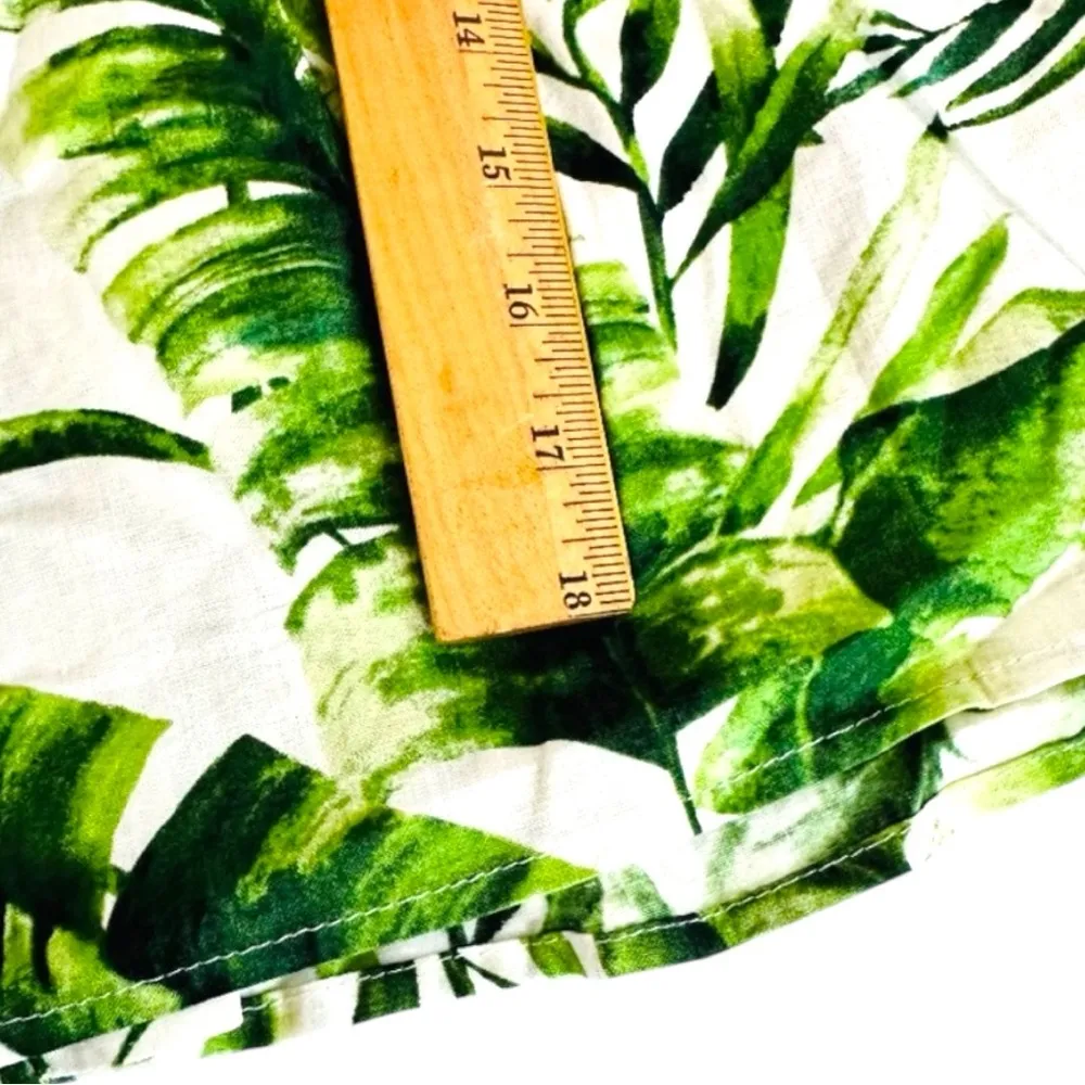 Panama Jack Jungle Leaf Linen Blend Crop Top Button Front Women Medium - Image 7