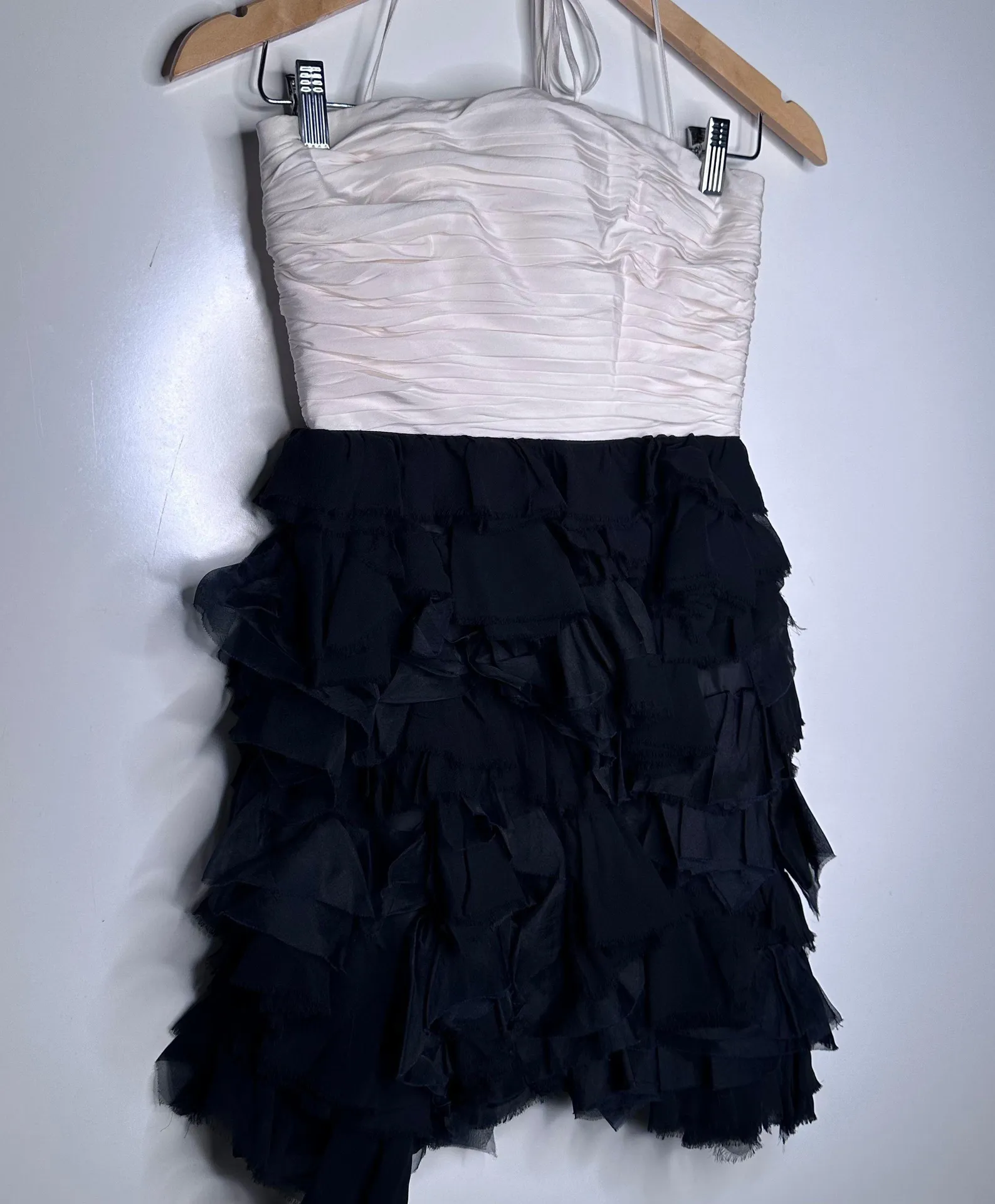 Black and White Silk Blend Ruffle Skirt Mini Dress Size 2 - Image 6