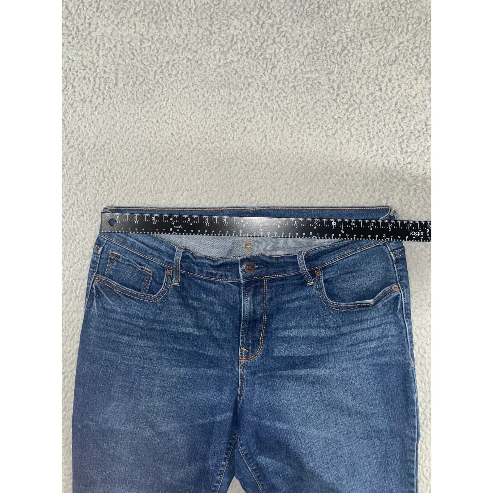 Old Navy Jeans Women 10 Mid Rise Straight Leg Dark Wash Casual‎ Preppy Chic - Image 3