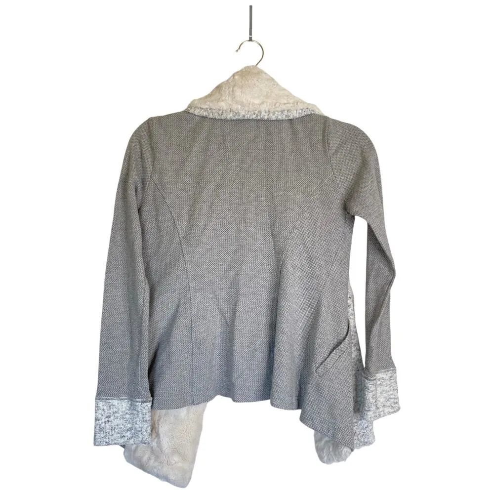 ANTHROPOLOGIE Saturday Sunday Ambrose Knit Jacket Size XS Gray Faux Fur - Image 4