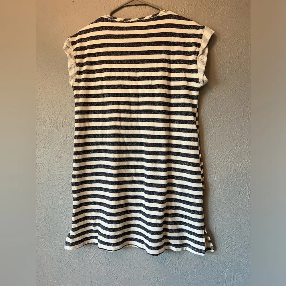 Free people striped short sleeve tshirt dress navy and beige terry cloth - Image 4