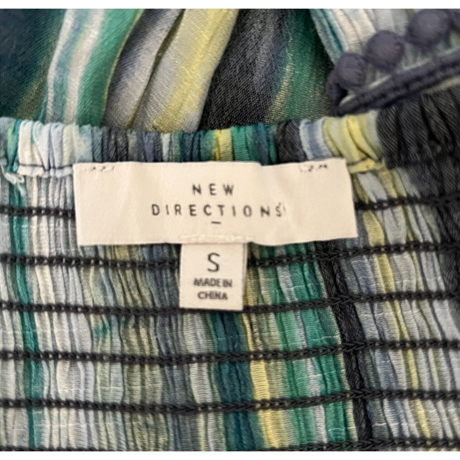 New Directions Shirt Womens Small Blue White Stripe Gauzy‎ Boho Bohemian Peasant - Image 8