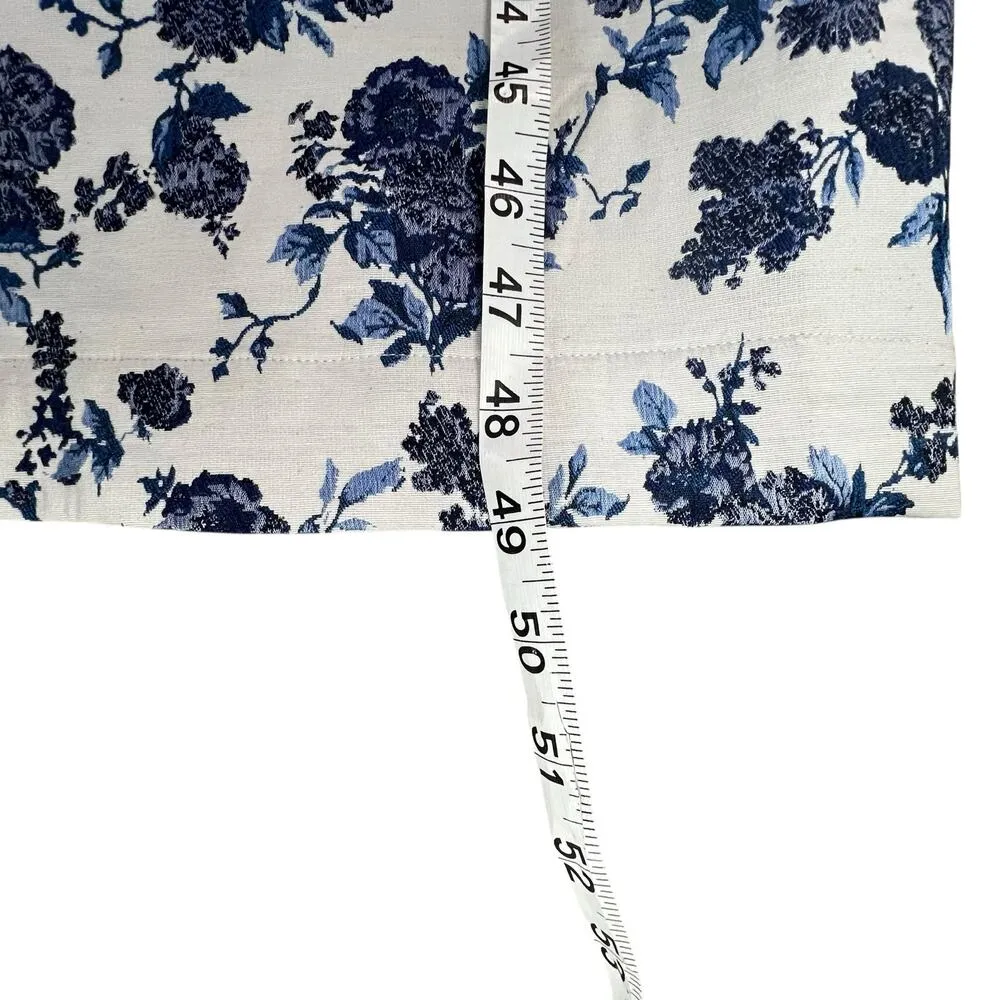 En Saison A Sight To See Peplum Midi Dress Womens L Navy Blue Floral Jacquard White Size L - Image 15