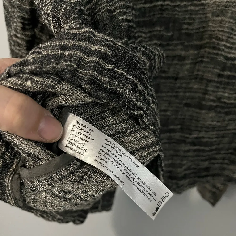 Eileen Fisher Womens Linen Gauze Silk Kimono Jacket Coat Black Size XL - Image 4