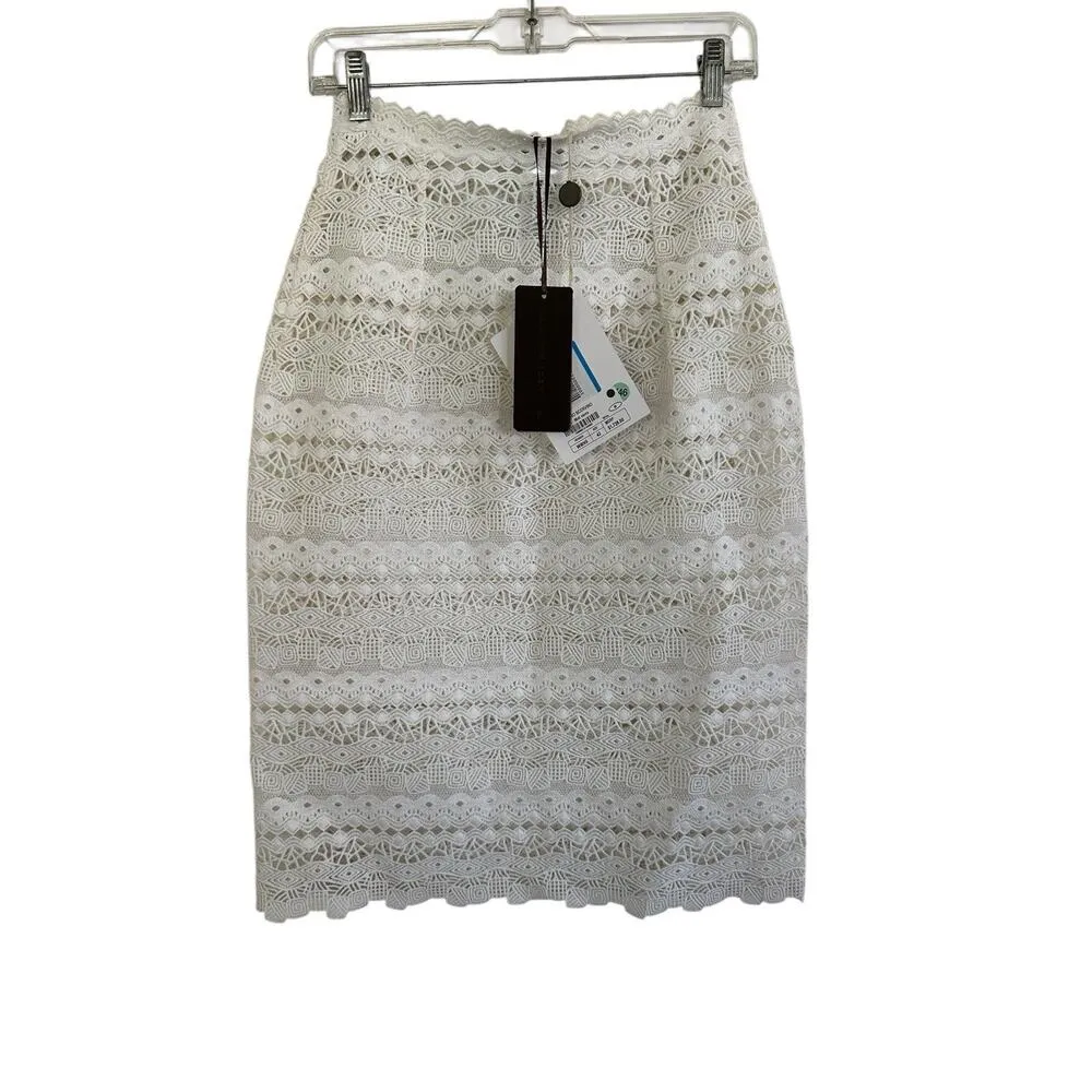 ERMANNO SCERVINO White Skirt Lace Pencil Wrap Lined Zipper Sz 40 NWT $1,655 - Image 3