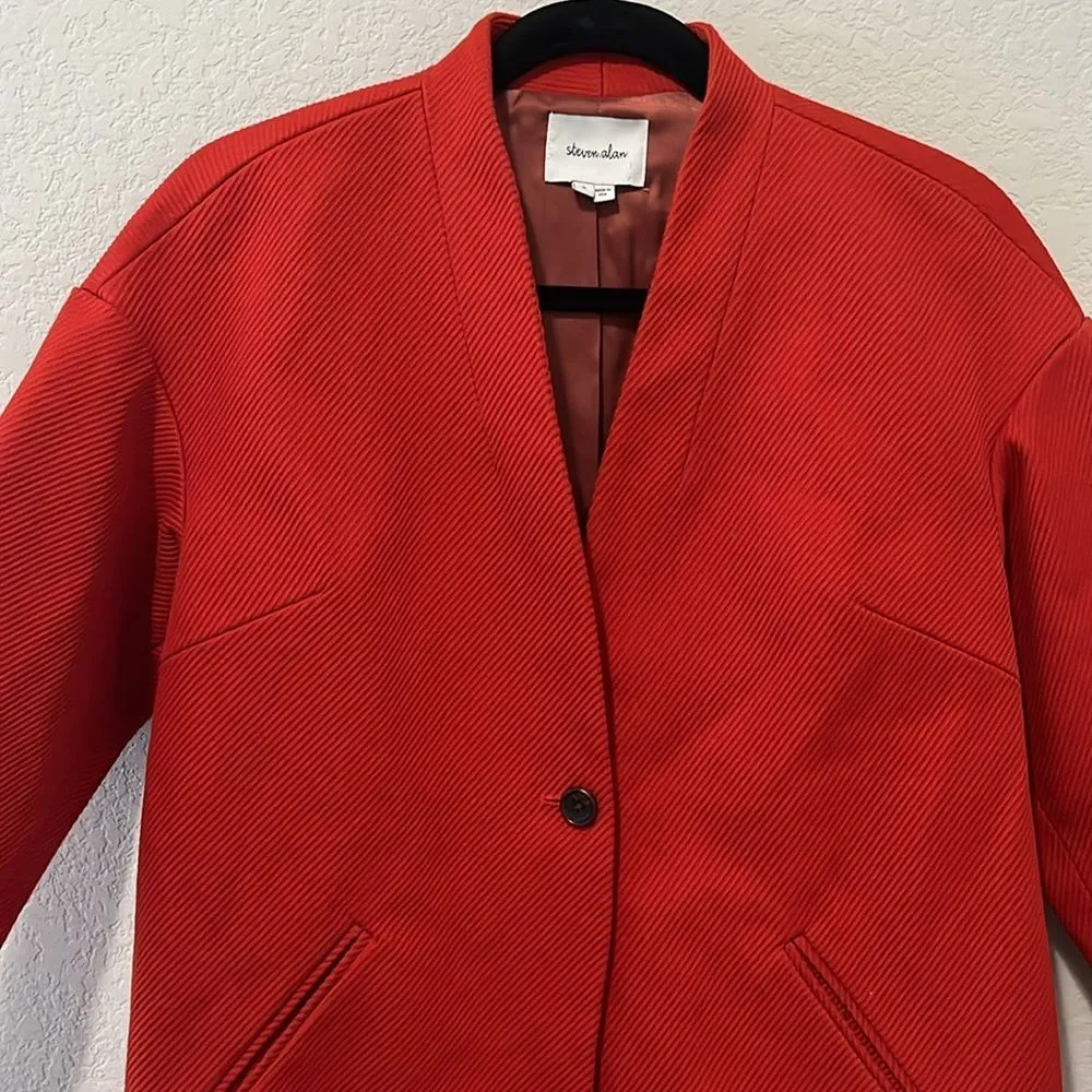 STEVEN ALAN Red Cocoon Tour Coat, Size 0 - Image 2