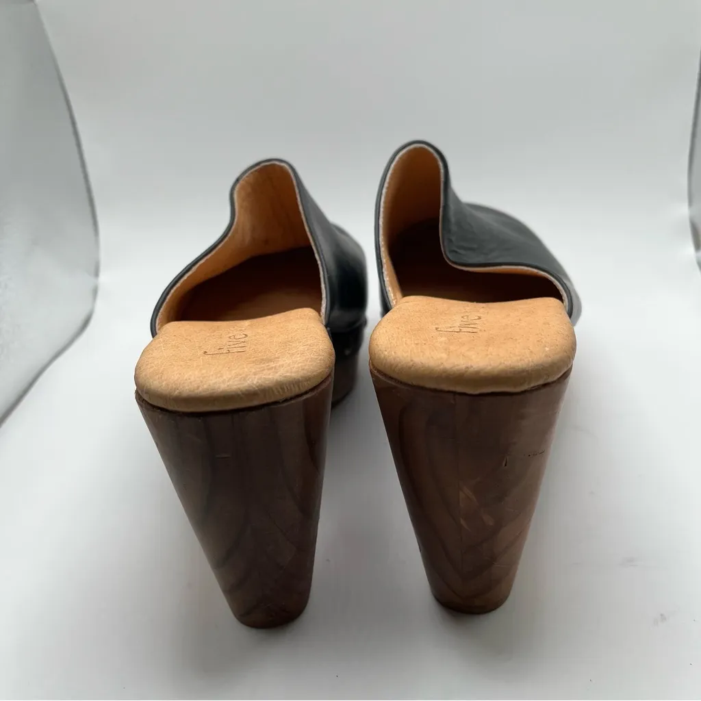 NWOB Anthropologie five world Cordani Zorba heels wedge wooden SZ 10 mule black - Image 9