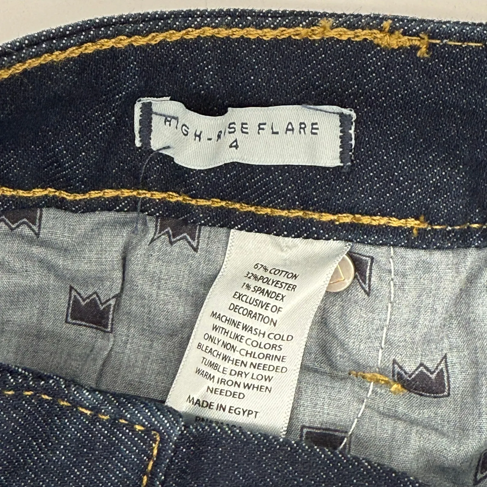 Crown & Ivy Jeans SZ 4 Jaden Wash High Rise Flare Gold Hem Denim NWT Cotton - Image 9