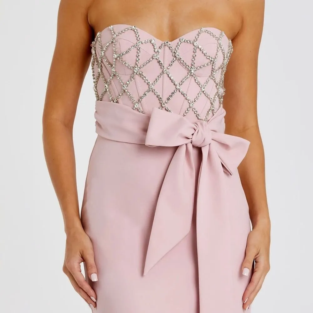 MAC DUGGAL 2294 Strapless Crepe Embellished Bustier Gown With Bow - Image 5