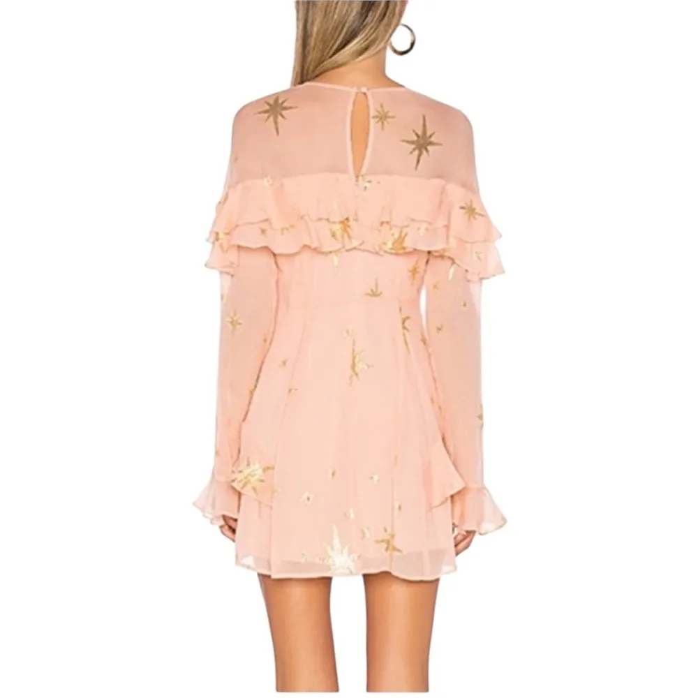 For Love And Lemons Silk Gilded Star Mini Dress Size M - Image 5