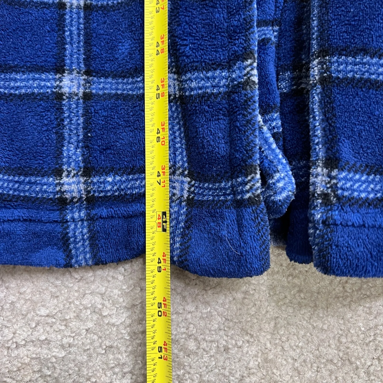 Tommy Bahama Mens Blue‎ Plaid Plush Fleece Bath Robe Small/Medium S/M Loungewear - Image 5