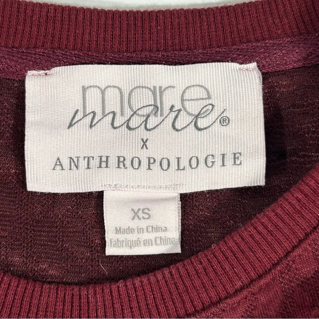 Mare Mare Anthropologie Odila Rose Quilted Burgundy Dress Size XS - Image 9