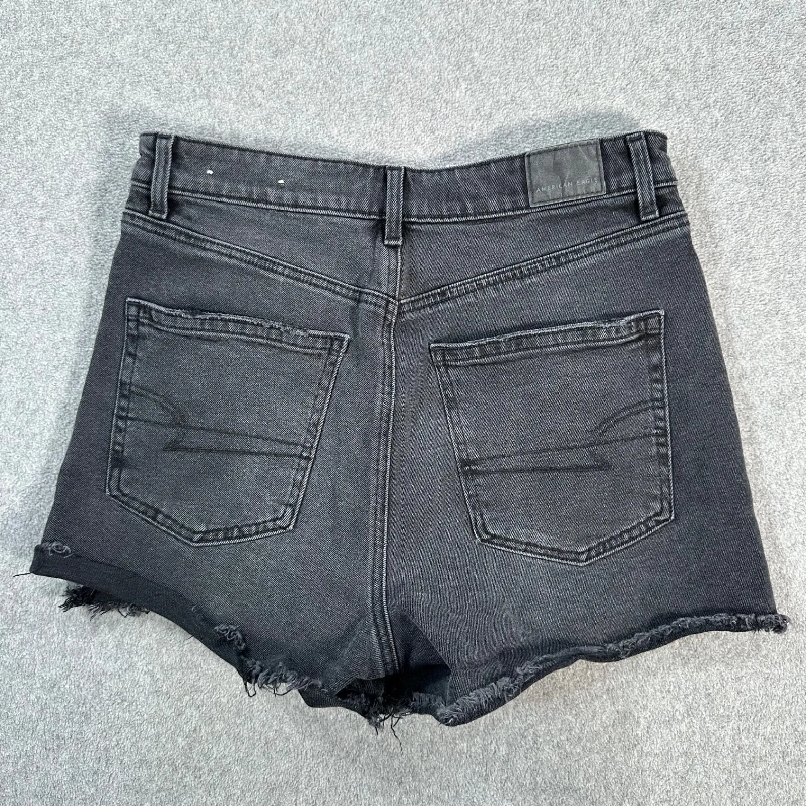 American Eagle Highest Rise 90's Boyfriend Jean Shorts Size 6 Black Denim Stretc - Image 7