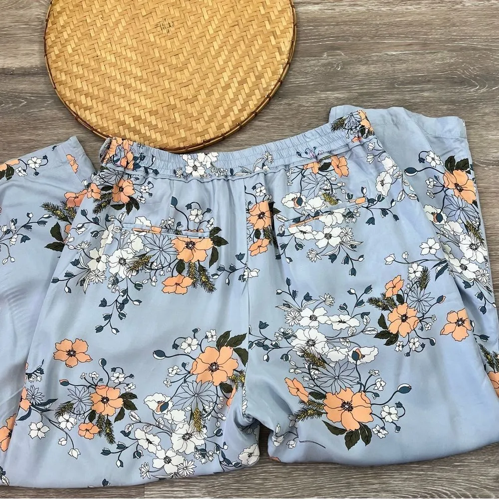 J. Crew High rise work dress pants ankle blue‎ garden floral - Image 8