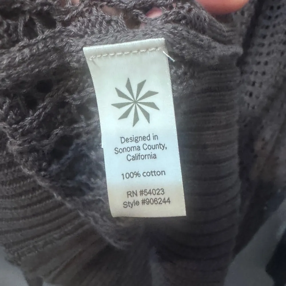 Athleta Open Crochet Full Zip Up Hoodie Knit Cardigan Women’s Size M, Gray - Image 3