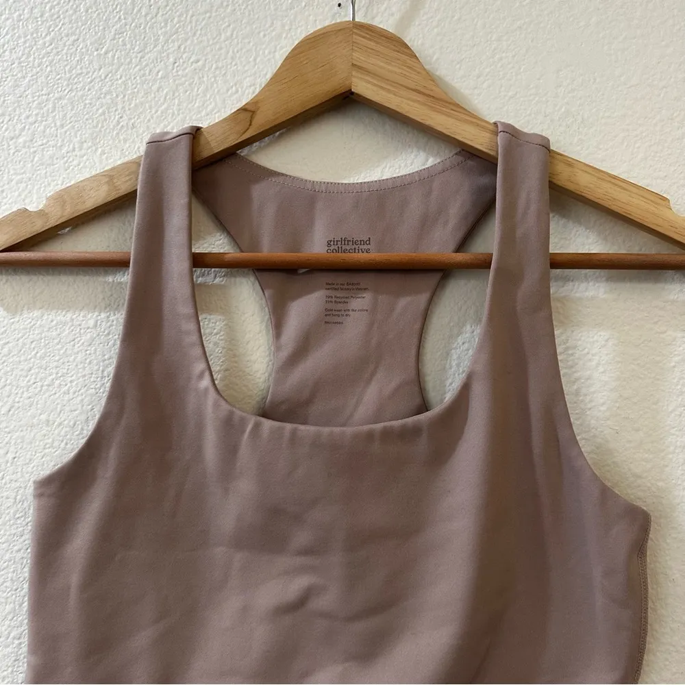 Girlfriend Collective Paloma Longline Sports Bra Tan/Mauve Size S - Image 4