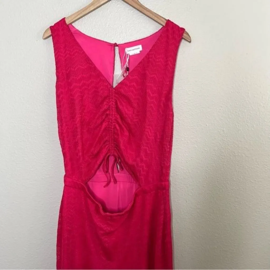 Lovers and friends Sharon hot pink cut out sleeveless jumpsuit size XL chevron - Image 3