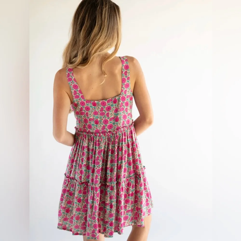 Natural Life  NWT Anna Mini Dress - Pink Puff Floral Sz M - NEW Boho Flowy - Image 2